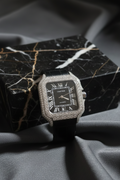 Cartier Santos Diamond Watch – Black Dial & Leather Strap